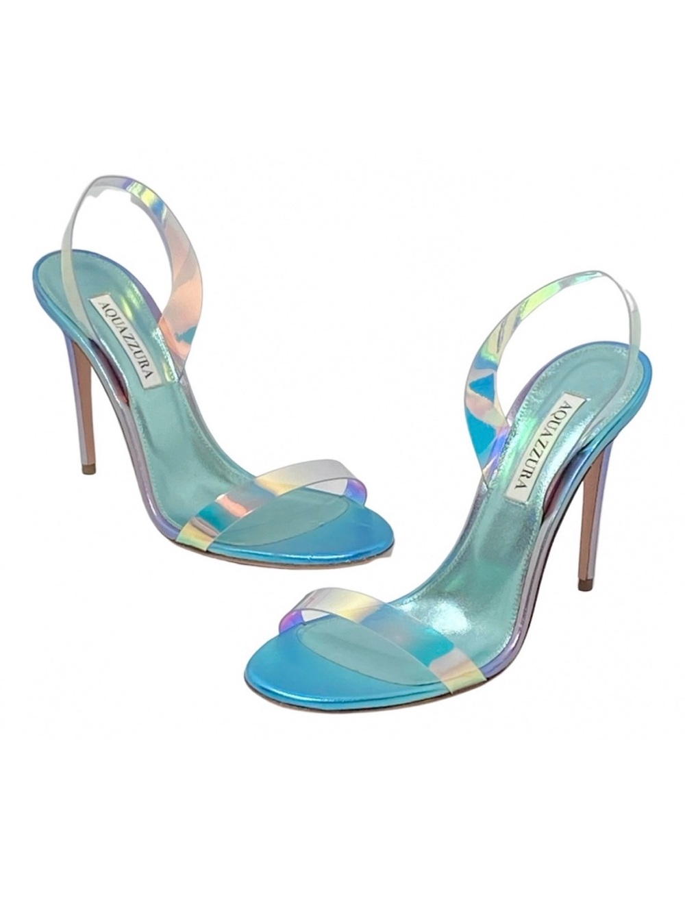 Aquazzura so nude plexi 105 iridescent pvc leather sling back sandals